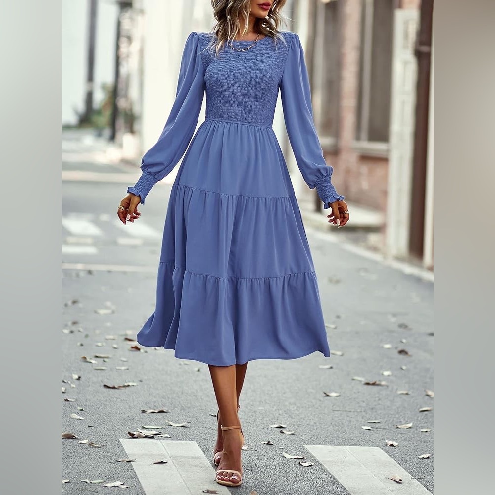 NEW Women’s Lightweight Boho Maxi Dress Flowy with Long Sleeves